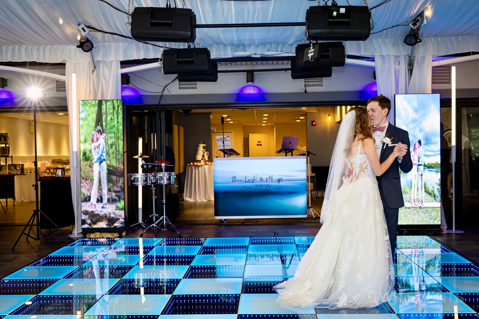 Bride and grooms first dance at Estate at Eagle Lake wedding venue