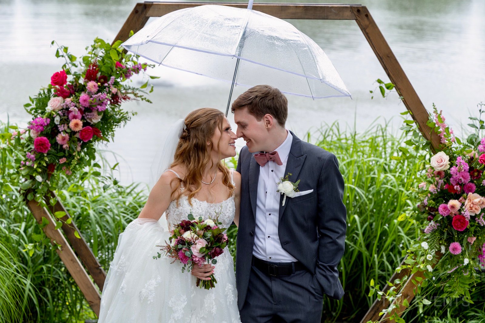 Outdoor ceremony venue in Chesterfield New Jersey with couple. This is the difference of Estate vs. Ballroom.